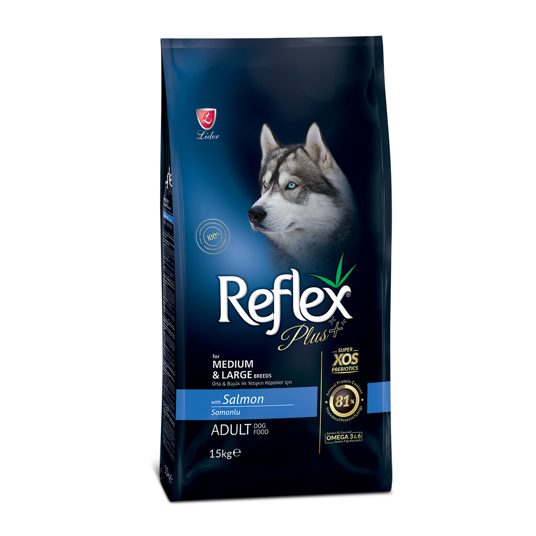 Thức ăn cho chó Reflex Plus Medium &amp; Large Breed Adult Dog Food Salmon (15kg)