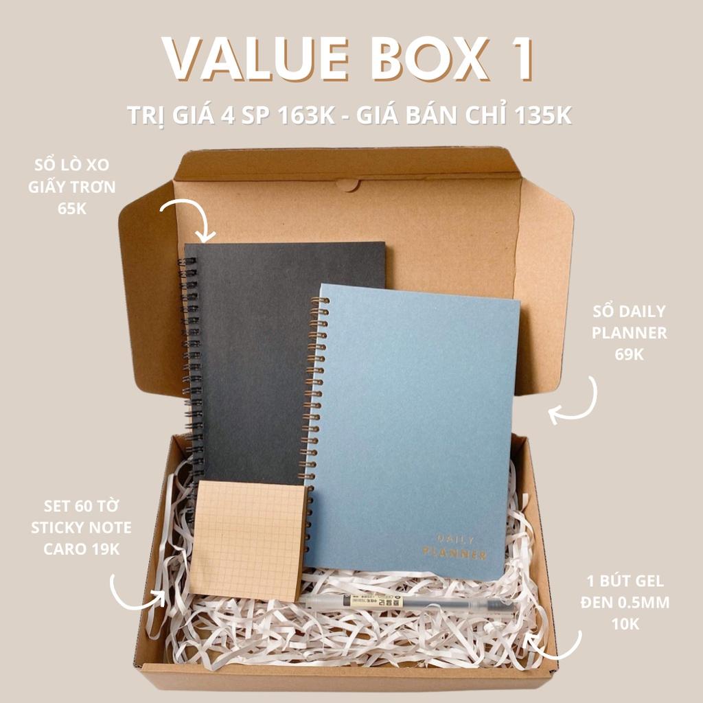 Value Box 1 - Gồm Sổ Planner, Sổ lò xo Ghi Chép | Quà Stationery Tặng Noel Giáng Sinh, Planner Làm Quà Tết