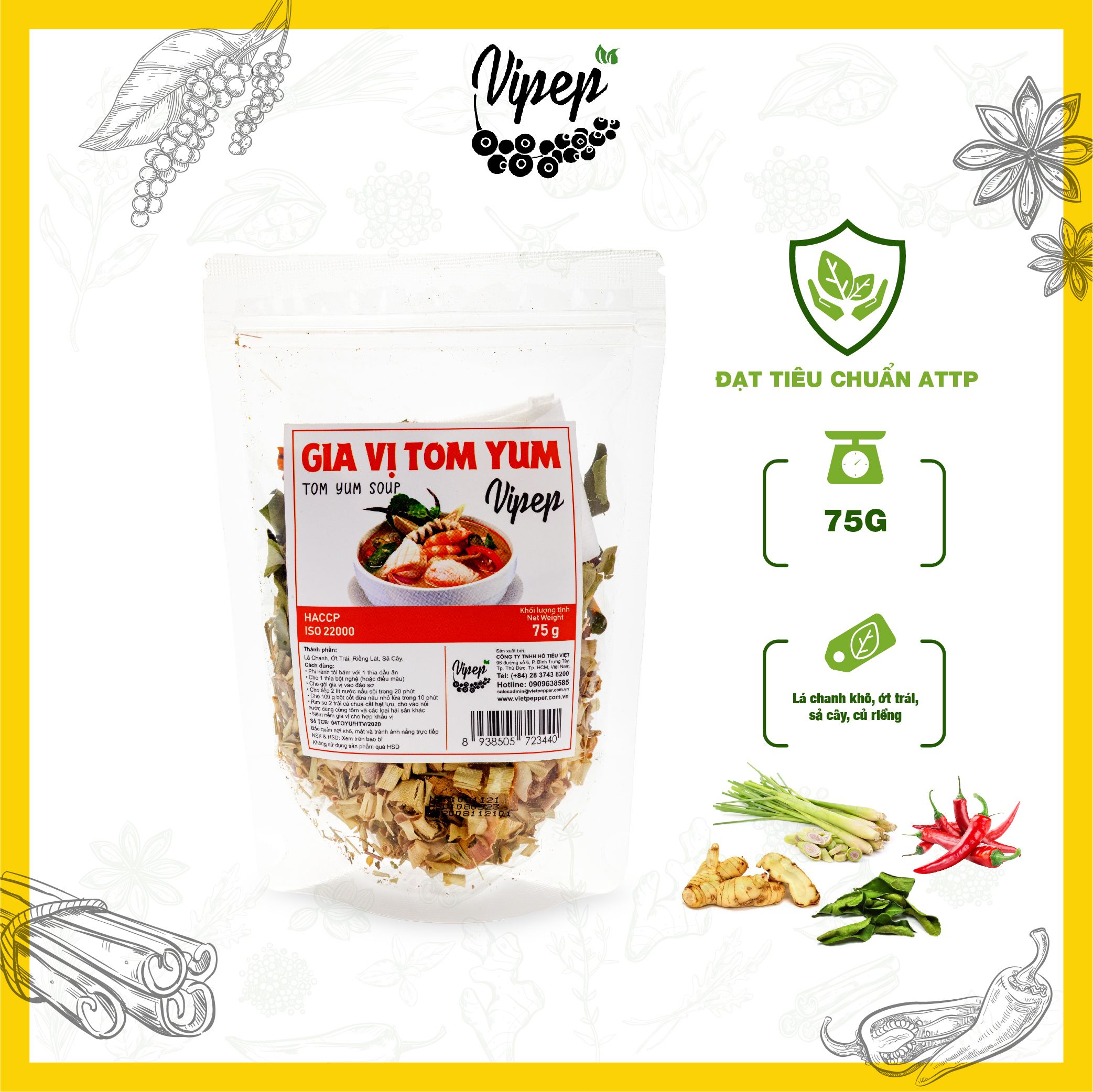 Combo 5 gói gia vị nấu phở - lẩu thái - Tomyum chuẩn Hadilao - bò/dê - súp gà - gà tiềm