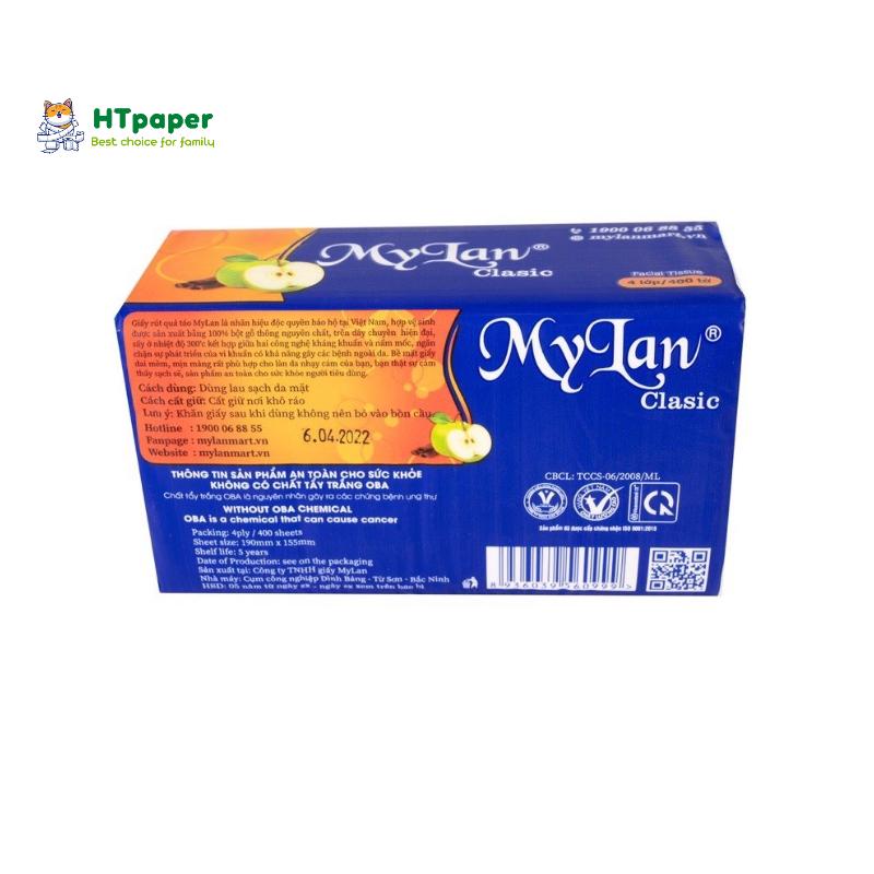 Giấy Ăn Rút, Khăn Giấy Rút Lụa Mylan Quả Táo Cao Cấp Siêu Dai và Mềm Mịn (400 tờ/gói)