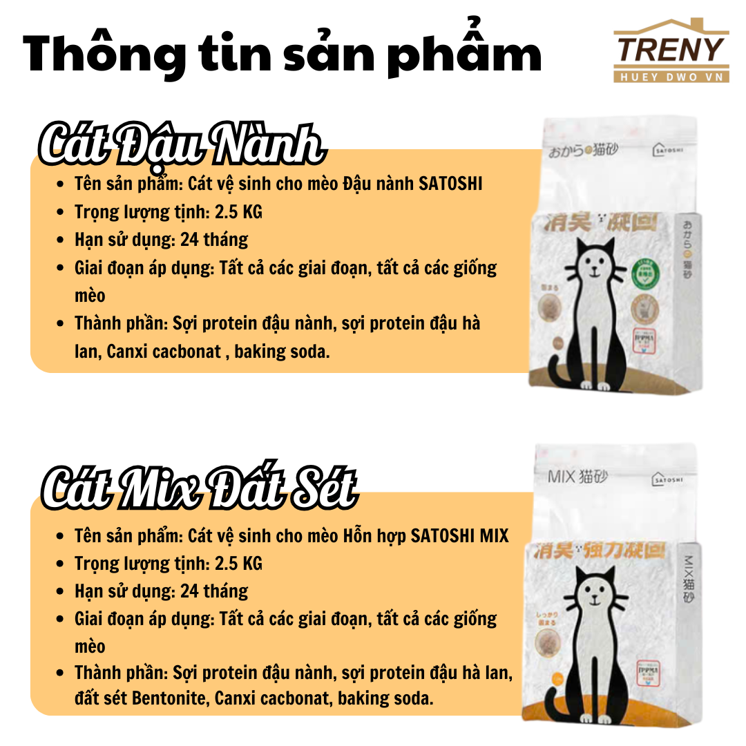 CÁT VỆ SINH CHO MÈO - cát đậu nành vệ sinh cho mèo, không bụi, không mùi - 2.5kg