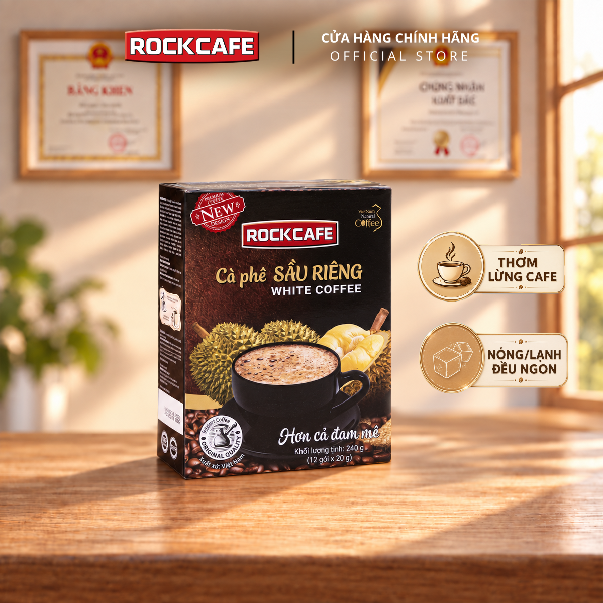 Hộp 12 gói Cà phê Sầu riêng ROCKCAFE 20ggói