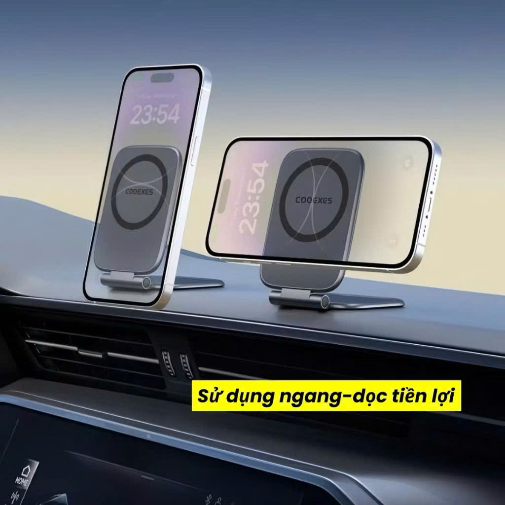 Giá đỡ điện thoại ô tô từ tính siêu mỏng, giá đỡ điện thoại nam châm siêu mạnh xoay 360 độ gấp gọn -  Hàng chính hãng