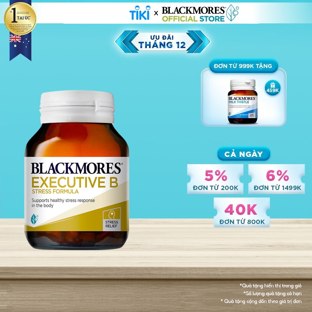 Viên Uống Giảm Căng Thẳng Hỗ Trợ An Thần Blackmores Executive B Stress Formula Lọ 62 Viên