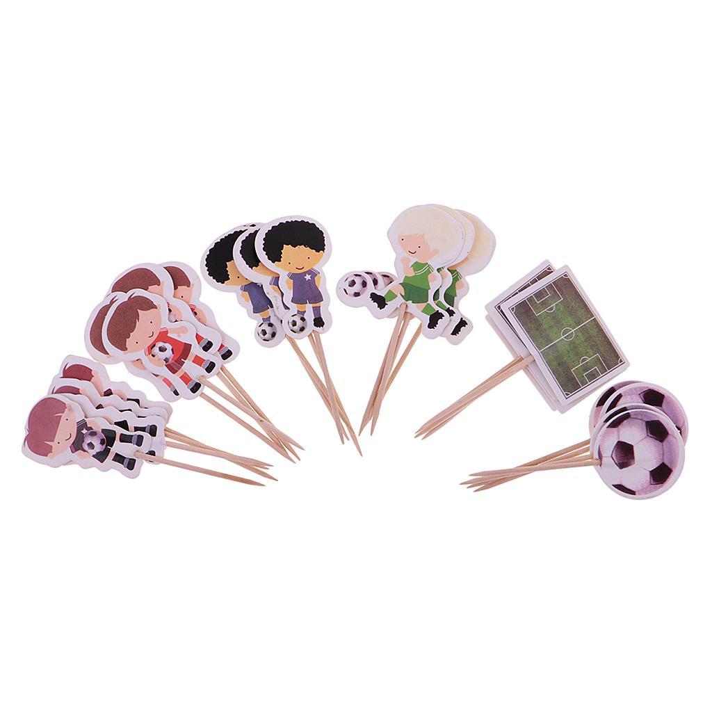 2x Set of 24 Football Cake Cupcake Decorative Cupcake Topper for Kids Birthday Party Themed Shower