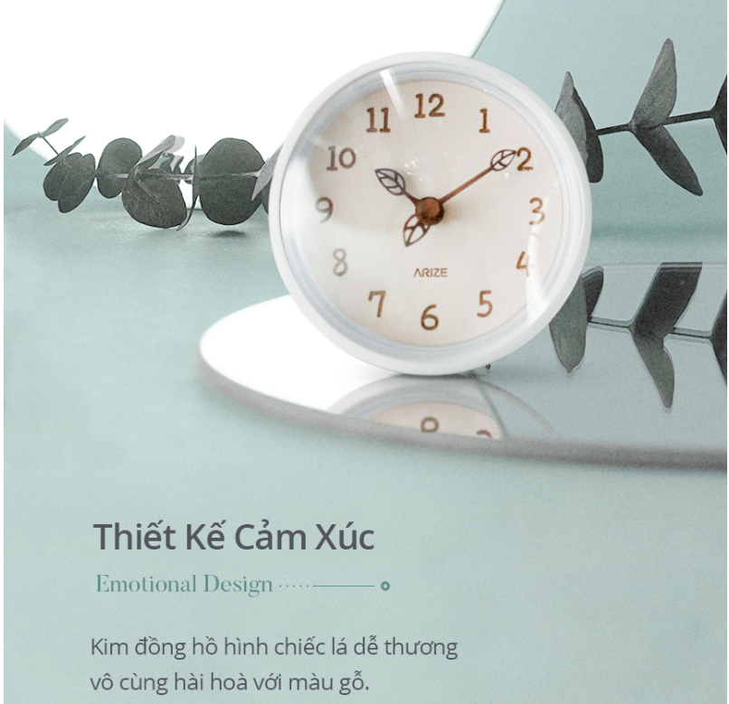 Đồng hồ Kim ARIZE IVY Clock - Hàng Gỗ Thủ Công - Khả Năng Bám Dính Kể Cả Môi Trường Ẩm Ướt