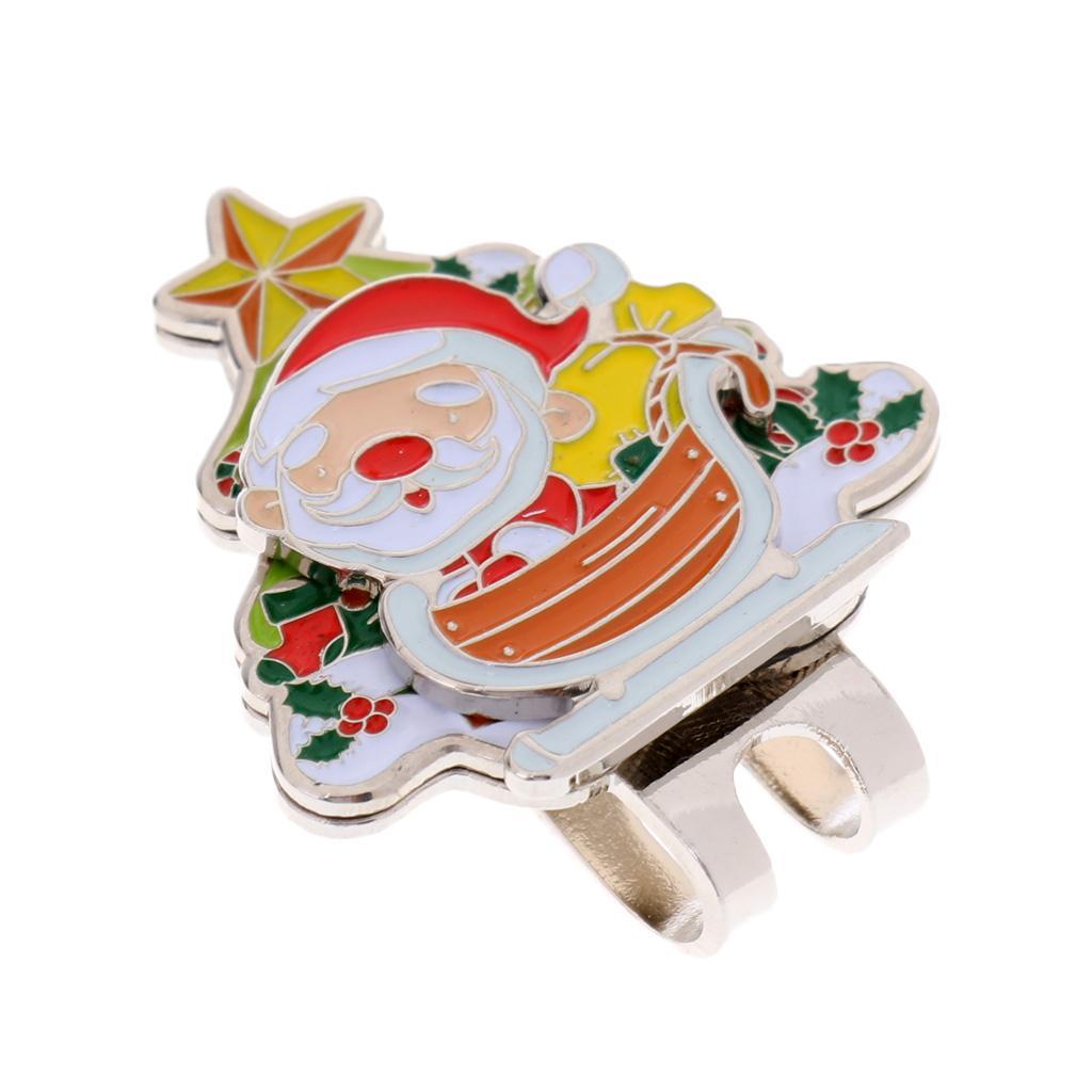 2x Sturdy Santa Claus Hat Visor Clip- Ball Marker Christmas Gift
