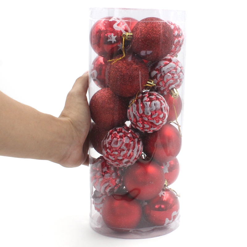 Hộp 30 Trái Châu Trang Trí Noel - Mẫu 1 - Màu Đỏ