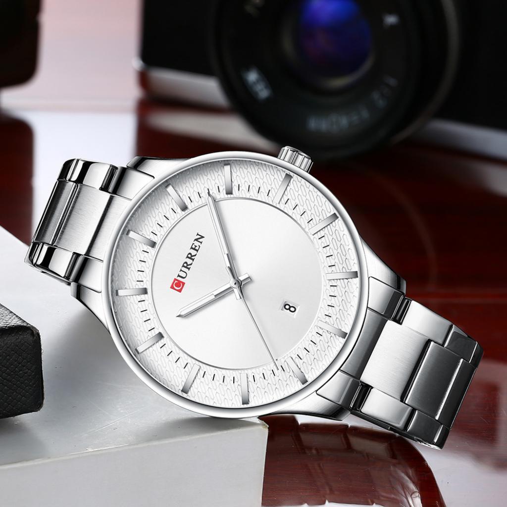 CURREN Mens 12-Hour Dials Analog Waterproof Watch Husband Wristwatch