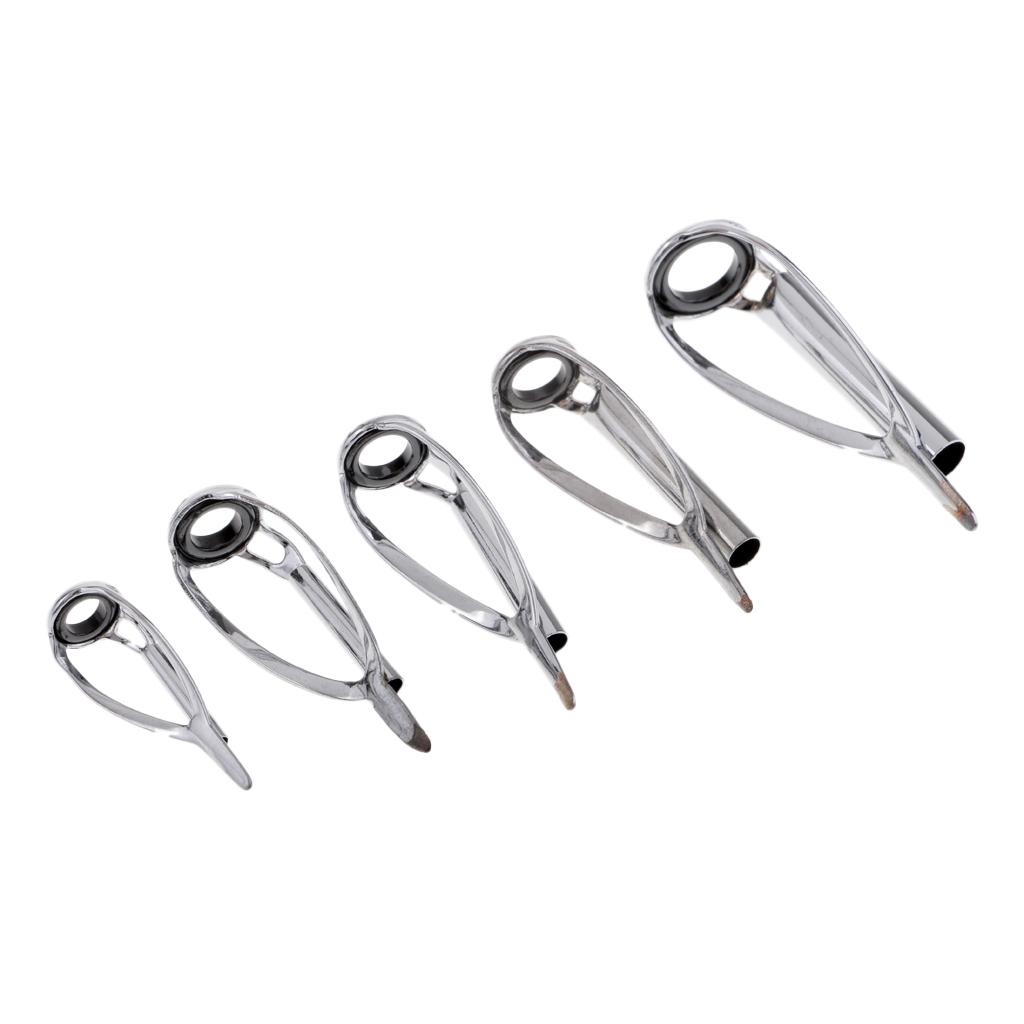 5pcs Fishing Rod Tip Tops Repair Kit SIC Ring Spinning Rod Guides Tips Kit