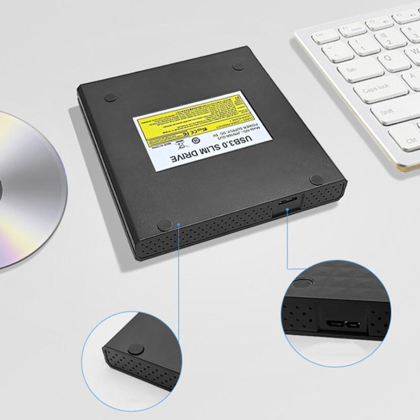 Portable USB 3.0 External DVD Drive Optical Drive Recorder DVD-RW for Laptops Desktop PC, Universal Wide Support