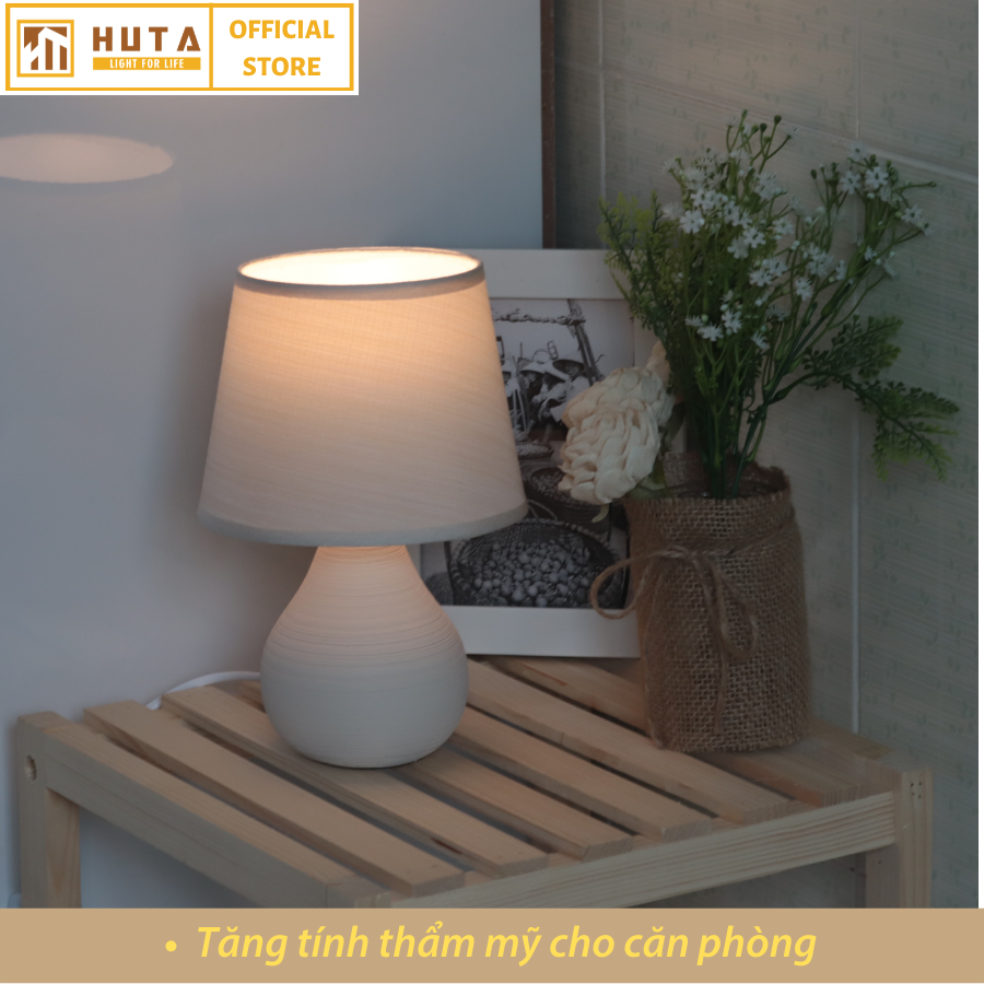 Đèn Ngủ HUTA Light For Life S1 Gốm Sứ Cao Cấp, Decor Phòng Ngủ, Điều Chỉnh Độ Sáng, Đèn Vàng Bóng Led Tiết Kiệm Điện