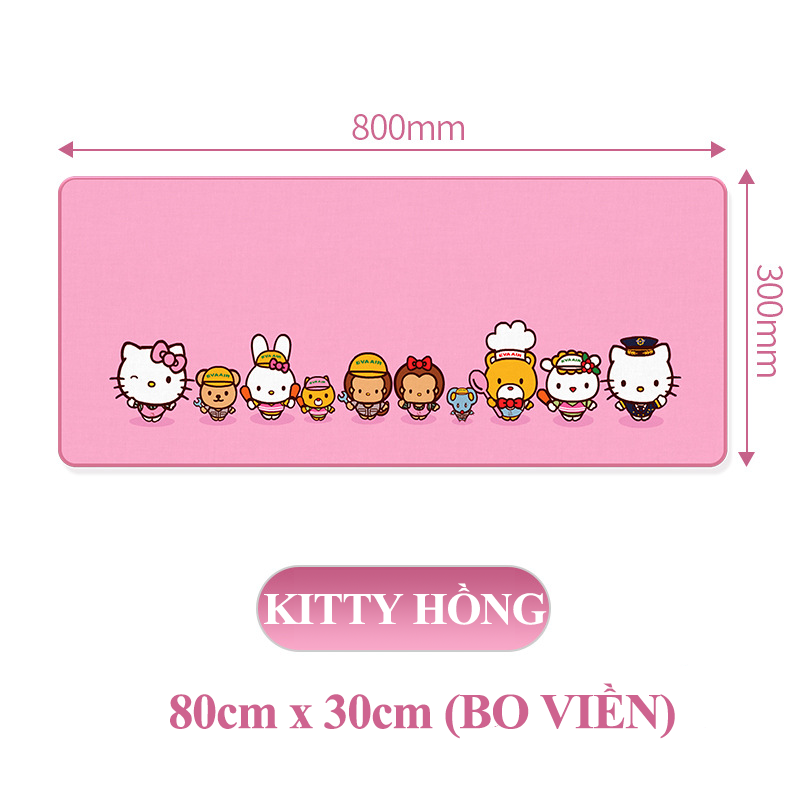 Tấm lót chuột, pad chuột kích thước cỡ lớn 80*30cm hình Kitty dễ thương chất liệu vải lụa mượt mà chống trầy xước TLC00009