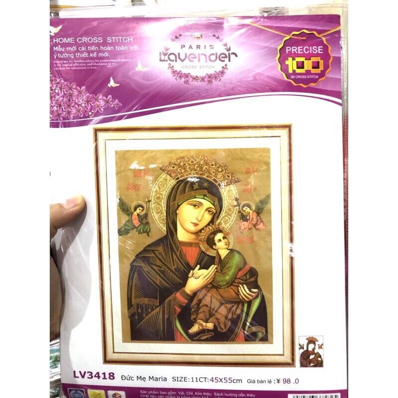 Tranh thêu chữ thập Đức Mẹ Maria LV3418 chưa thêu