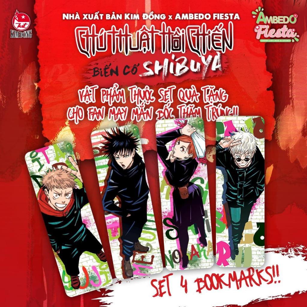 Set 4 Bookmarks Chú thuật hồi chiến có bán lẻ - Fes Ambedo Fiesta - Jujutsu Kaisen - NXB Kim Đồng