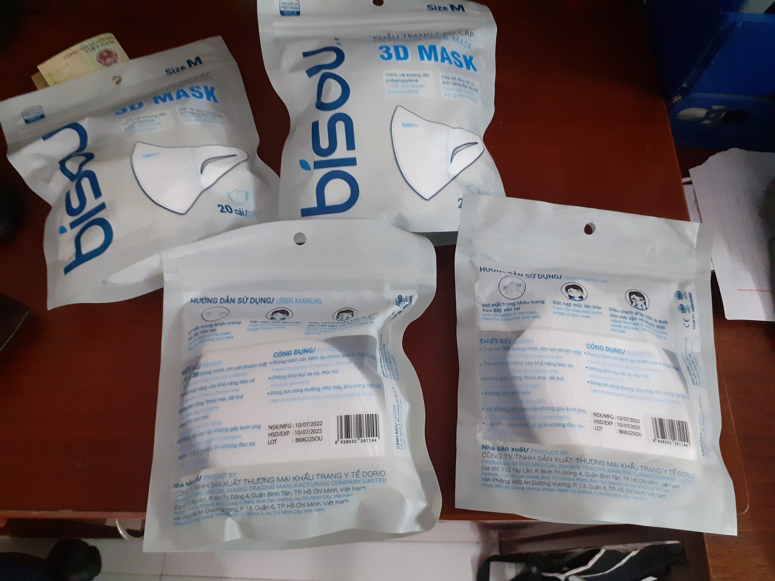 1 túi 20 cái Khẩu trang cao cấp 3D mask.