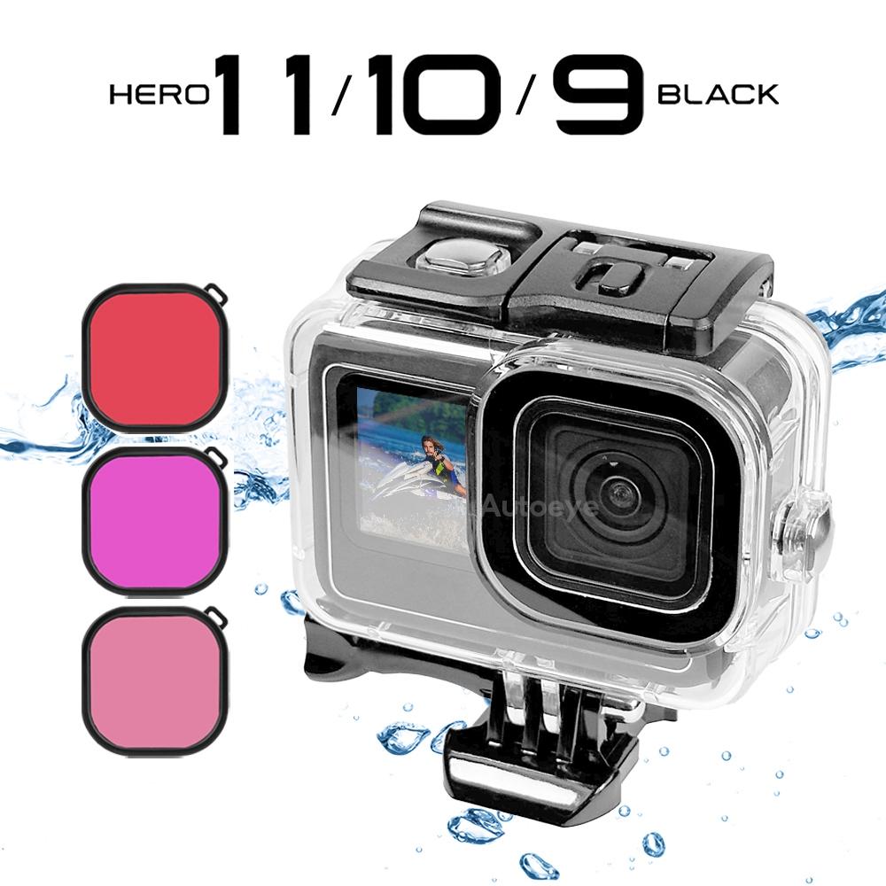 Vỏ Chống Nước 60M Cho GoPro Hero 11 10 9 Màu Đen Bảo Vệ Lặn Dưới Nước Vỏ Vỏ Vỏ Màu Đỏ Tím Lọc màu Go Pro