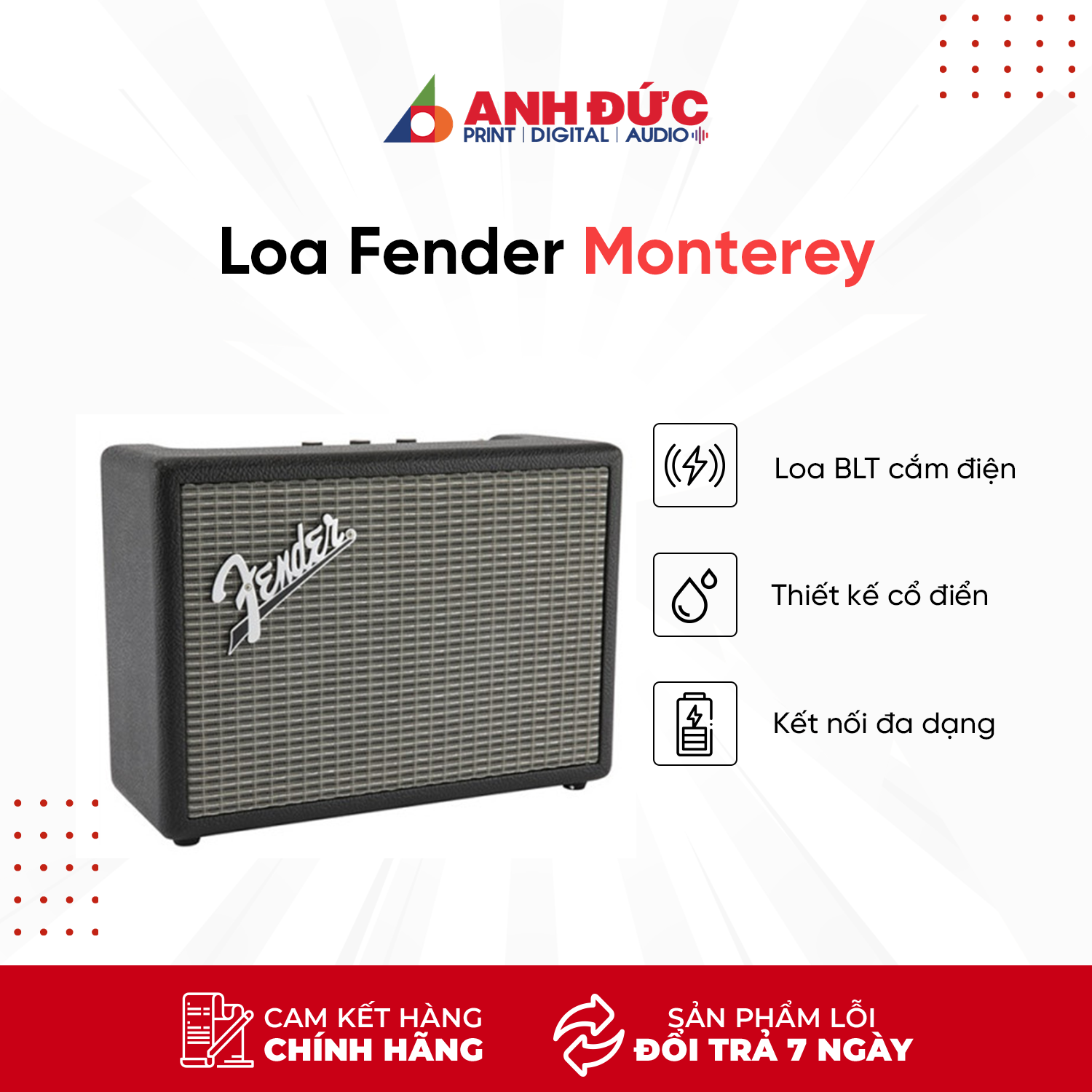 Loa Bluetooth Fender Monterey - Hàng Chính Hãng