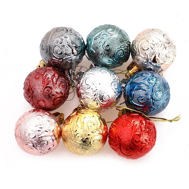 Hộp 12 quả châu bằng nhựa 4cm nhiều màu tùy chọn để trang trí cây thông giáng sinh