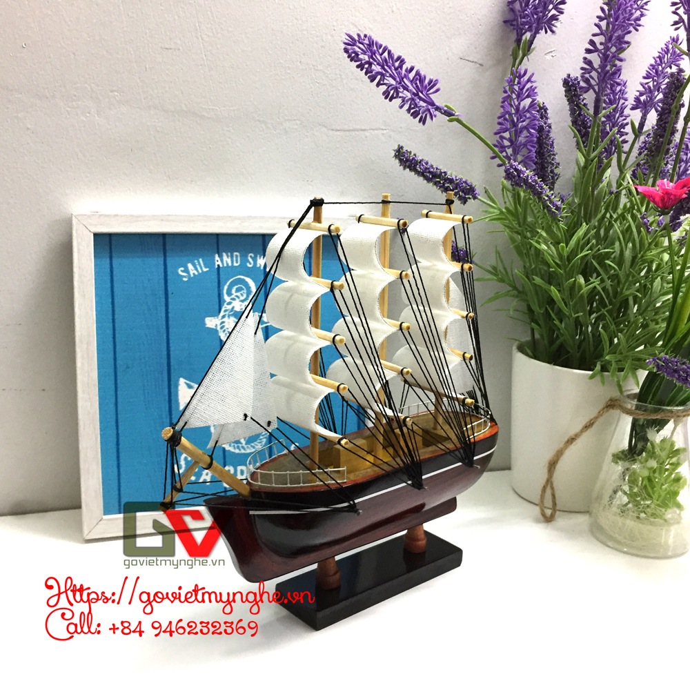 Mô hình thuyền gỗ trang trí Le Belem - thân 20cm