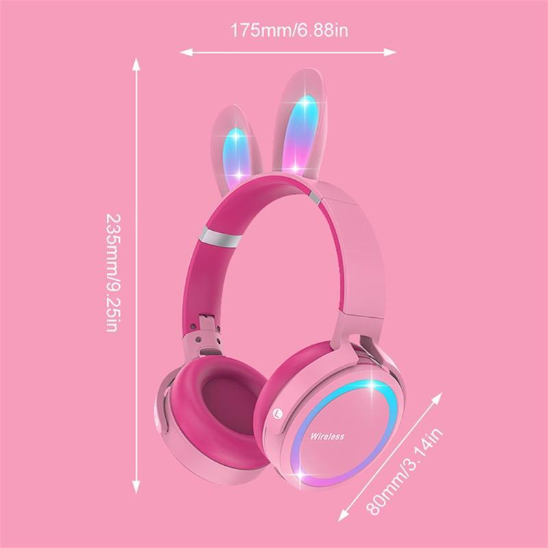 Tai Nghe Nhét Tai Bluetooth Không Dây Âm Thanh Nổi HiFi Có Mic RGB Hình Thỏ Dễ Thương Cho Trẻ Em