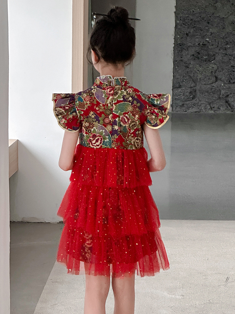 Đầm váy công chúa cổ trang hanfu sườn xám cho bé gái diện lễ tết năm mới đẹp size 100-160 hàng Quảng Châu