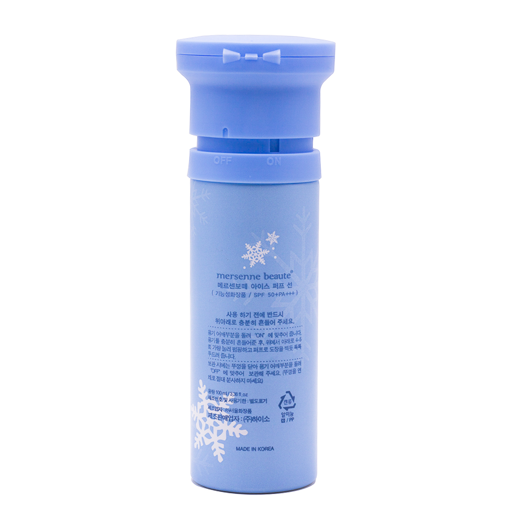 Xịt chống nắng Hàn Quốc pha lê tuyết mát lạnh cao cấp 3 in 1 Ice Puff Sun Mersenne Beaute SPF50+ PA+++ (100ml) – Hàng chính hãng