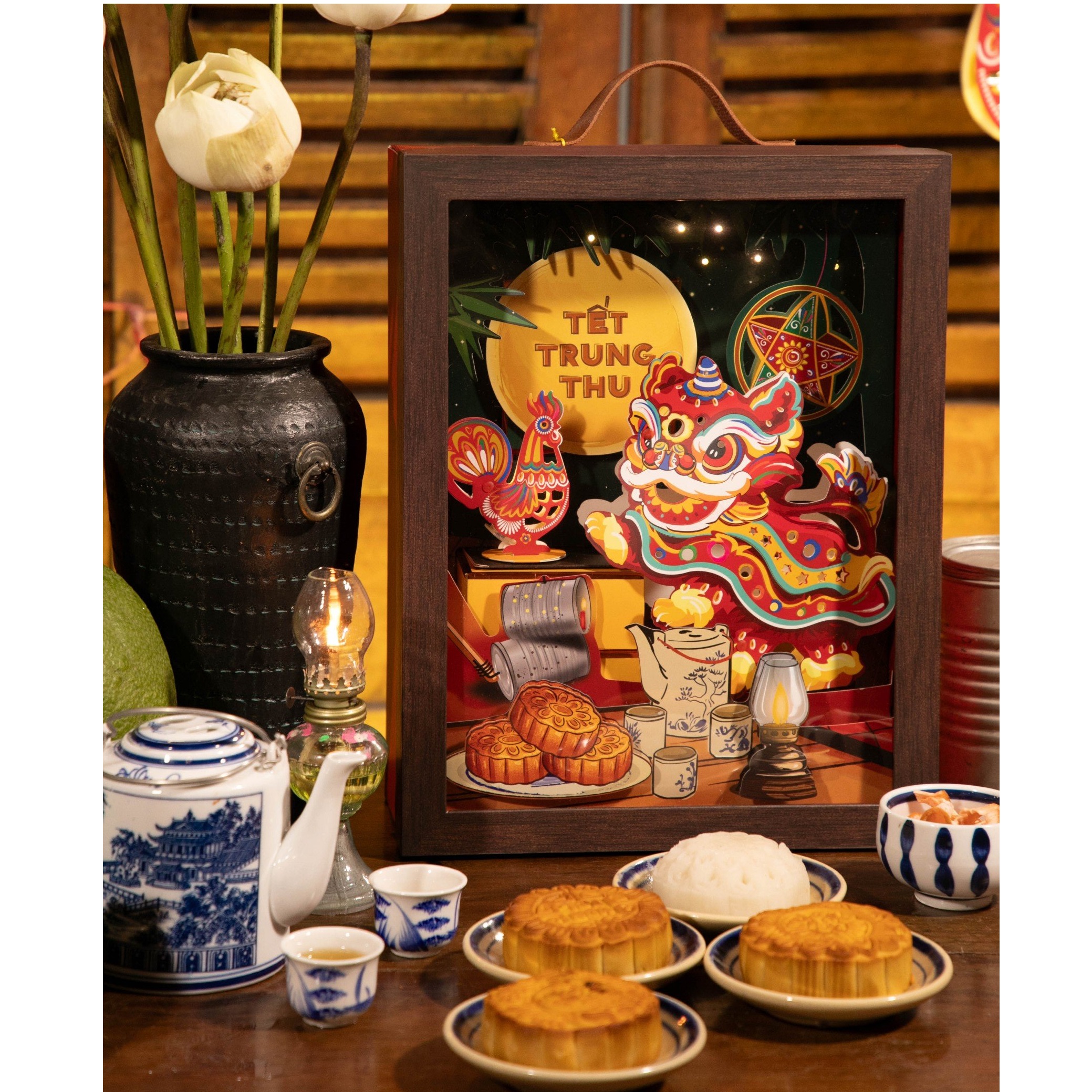 Combo Hộp quà bánh Trung Thu Xanh IKACHI &quot;Trò Chuyện Đêm Trăng&quot; - Quà tặng ý nghĩa dành tặng gia đình