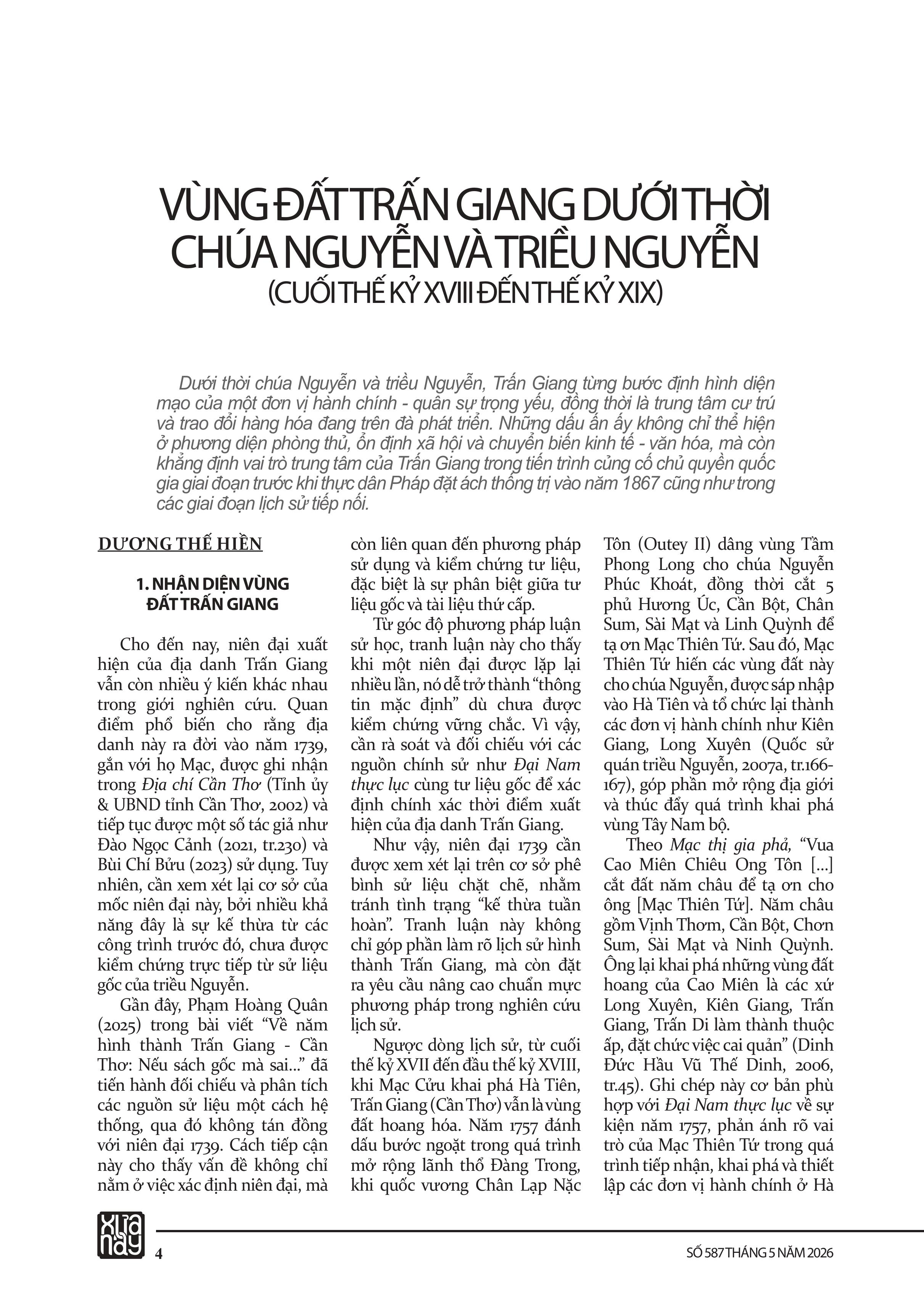 (Tháng 5/2026) TẠP CHÍ XƯA & NAY – Nhiều tác giả – Cơ quan Hội Khoa học Lịch sử Việt Nam