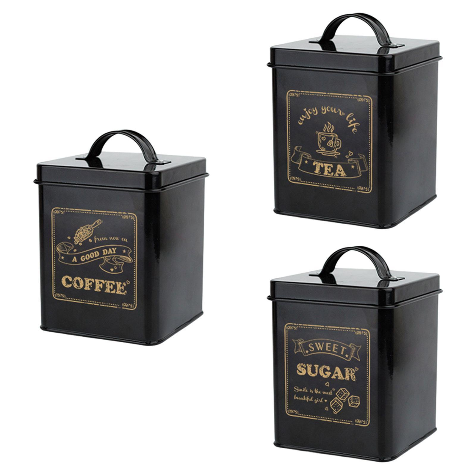 3 Pieces Kitchen Counter Canister Set Food Jars 1.5L Stylish Kitchen Utensils Vintage Canisters Rustic Decors for Bedroom Kitchen Cafe Office