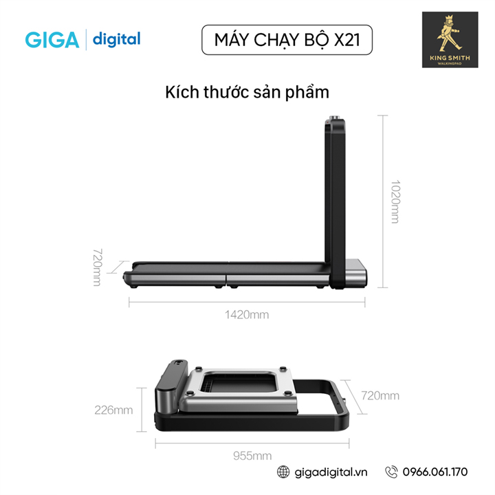 Máy chạy bộ thông minh Kingsmith X21 Bản Quốc Tế (WalkingPad Treadmill X21) - TRX21F Hàng Chính Hãng