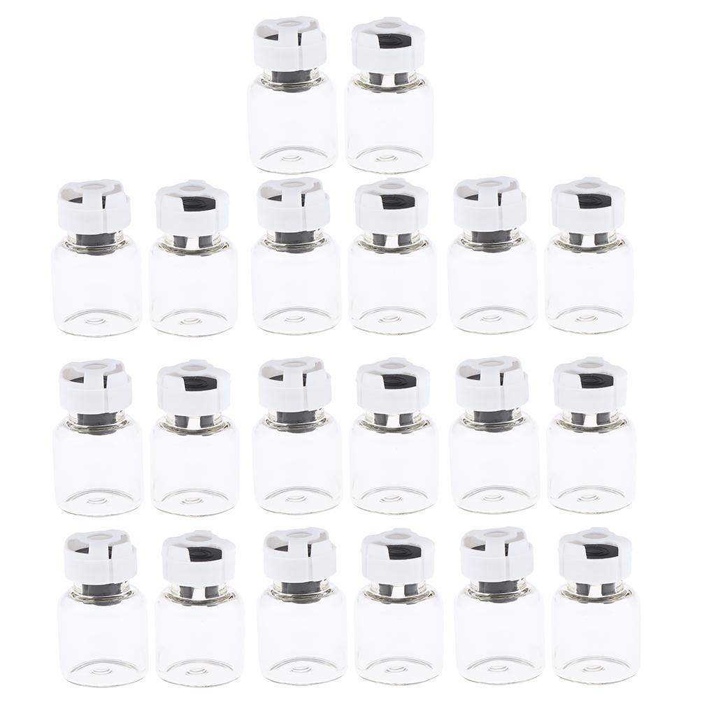 Pack 20pcs Clear Empty Glass Bottles Refillable Vials Containers Sample Makeup Container for Powder Liquid