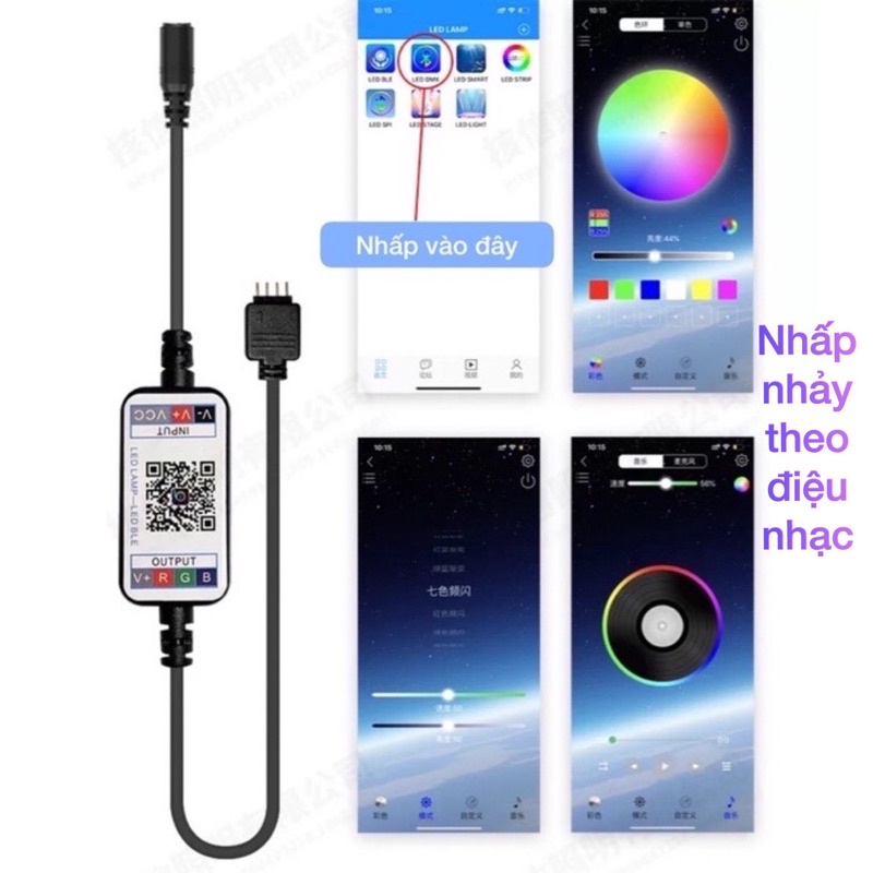 Cuộn dây đèn Led 5050 RGB 16 triệu màu điều khiển qua APP, nhấp nháy theo nhạc quẩy Tiktok