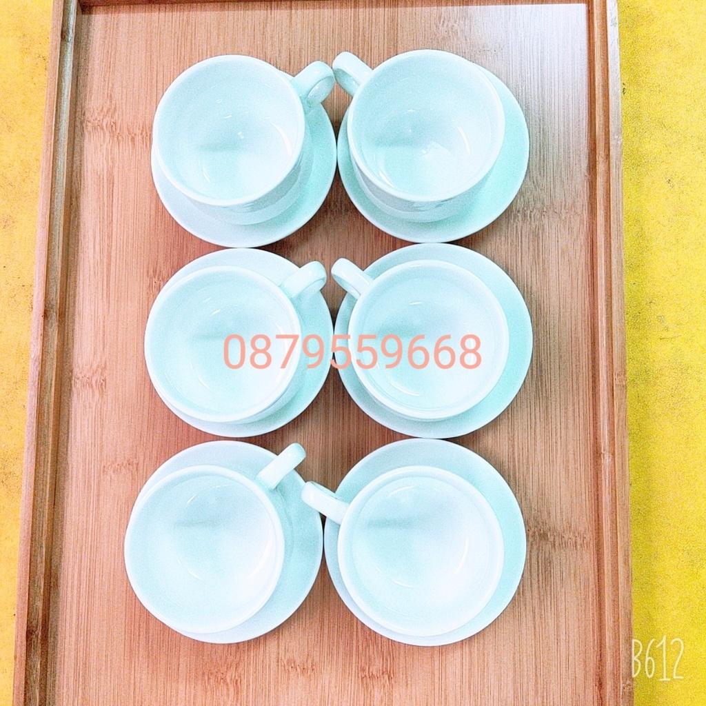 Bộ 6 tách cafe sứ men trắng dáng quai có xuất xứ Bát Tràng, đẹp long lanh