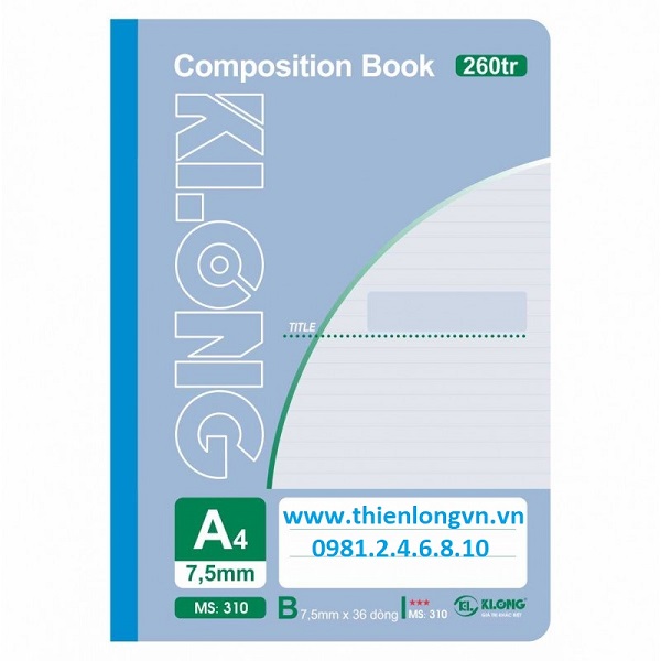 Sổ may dán gáy A4 - 260 trang; Klong 310 bìa xanh biển