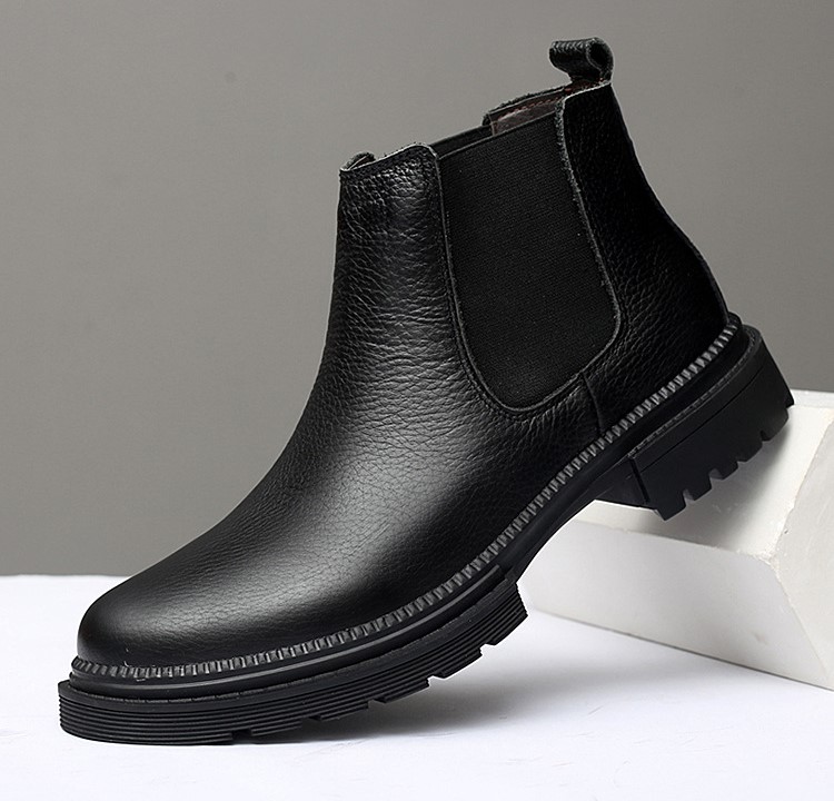 Giày chelsea boots da thật, giày bốt cổ cao big size cỡ lớn 44-45 cho nam cao to chân ú bè - BT215