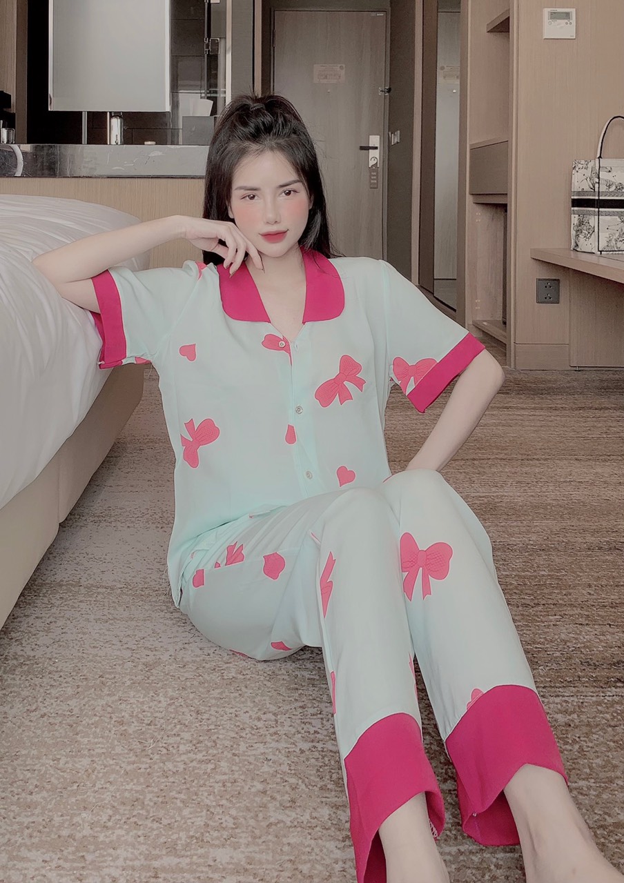 Đồ ngủ nữ pijama mặc nhà cao cấp, bộ quần áo ngủ TK1