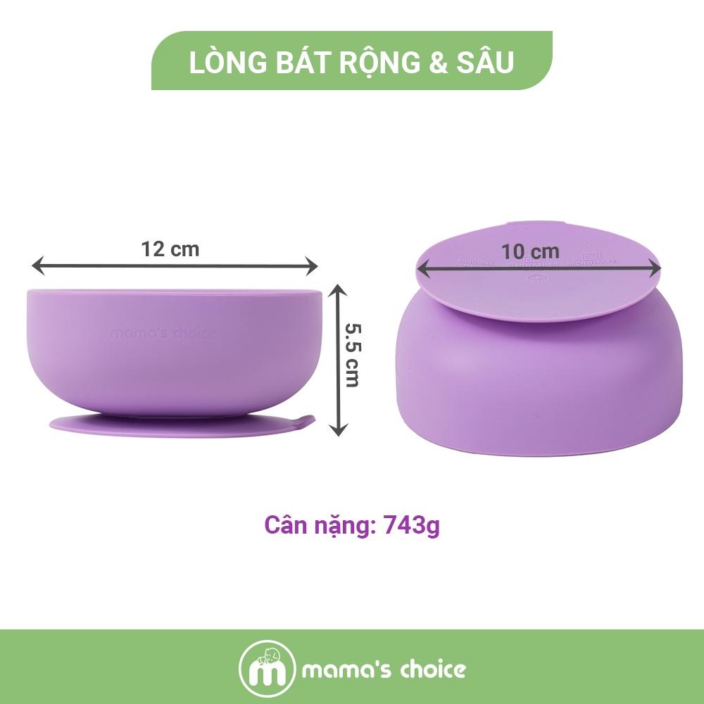 Bát Ăn Dặm Silicone Mama's Choice Cao Cấp, Đế Hít Chống Trượt Đổ Giúp Bé Ăn Dặm Dễ Dàng, Kiểm Định An Toàn Quốc Tế