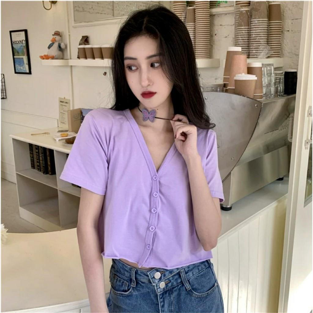 Áo Croptop YUNI Cổ Tim Tay Lỡ Unisex (7 Màu) - D03