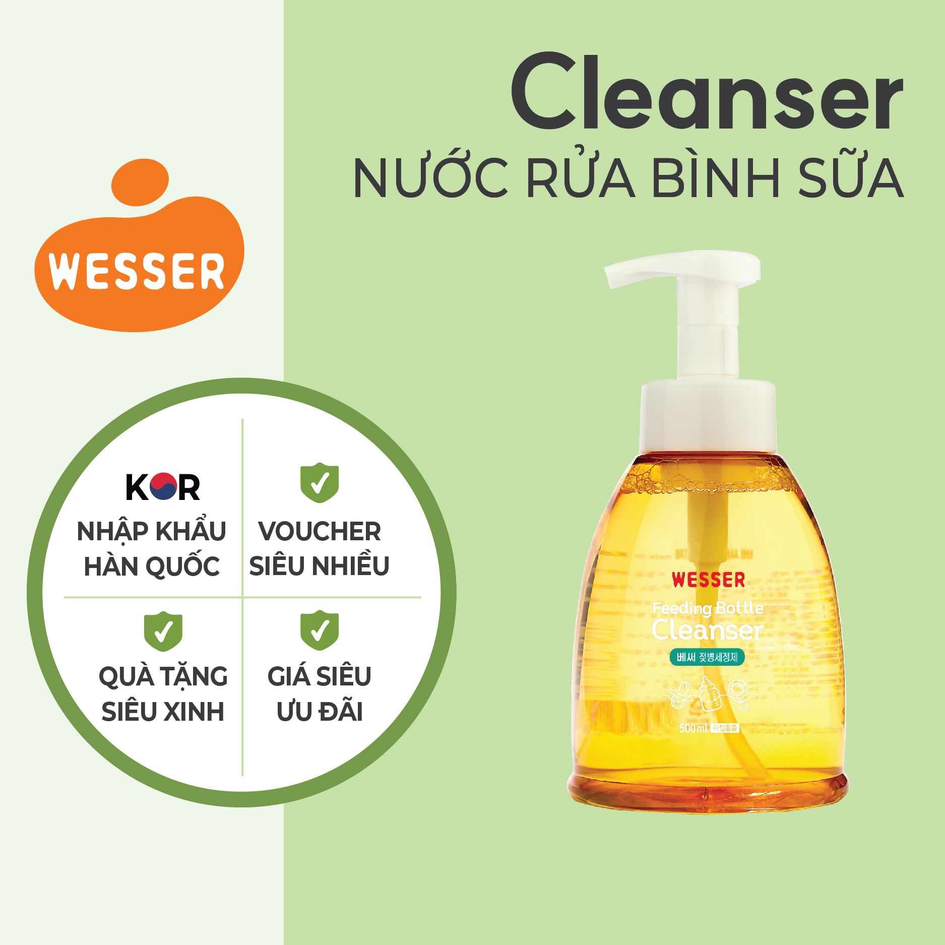 Nước Rửa Bình Sữa Wesser Chai