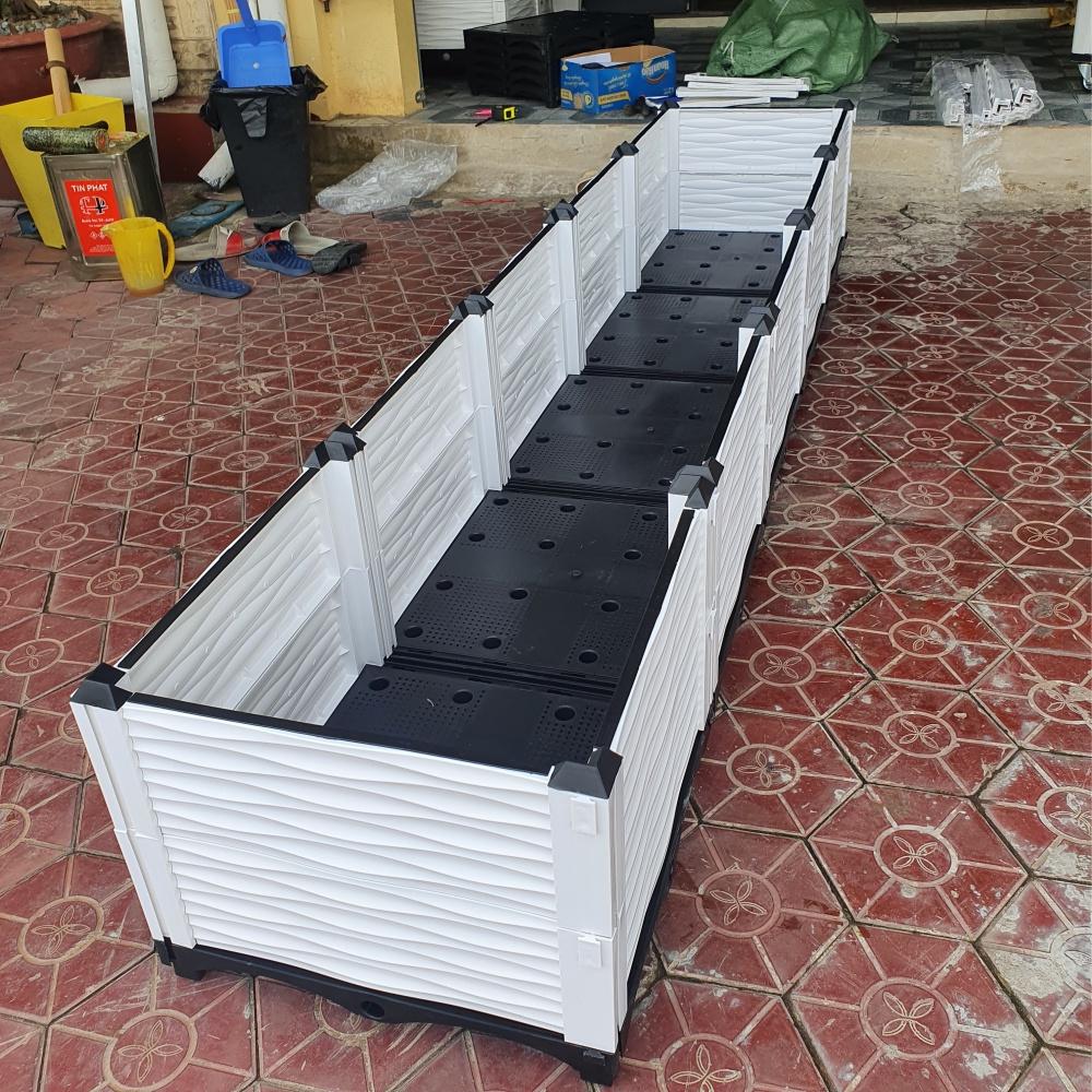 Chậu nhựa lắp ghép.Kích thước 50x250 cao 39 cm.Trồng rau, hoa, cây cảnh.Sang trọng - Thẩm mỹ - Bền hơn 10 năm.Bảo hành 1 năm toàn quốc