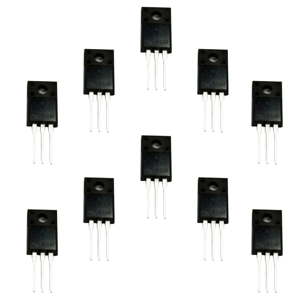 10 Chiếc 2A 600V 2N60 MOSFET N Kênh Transistor Hiệu Ứng Trường TO-220F Silicon Chip đồng Khung, Kẹo Cao Su Chấ