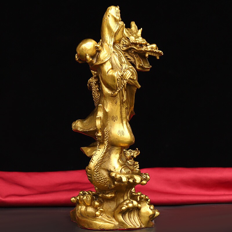 Tượng Phật bà Quan Âm cưỡi rồng bằng đồng thau phong thuỷ Hồng Thắng