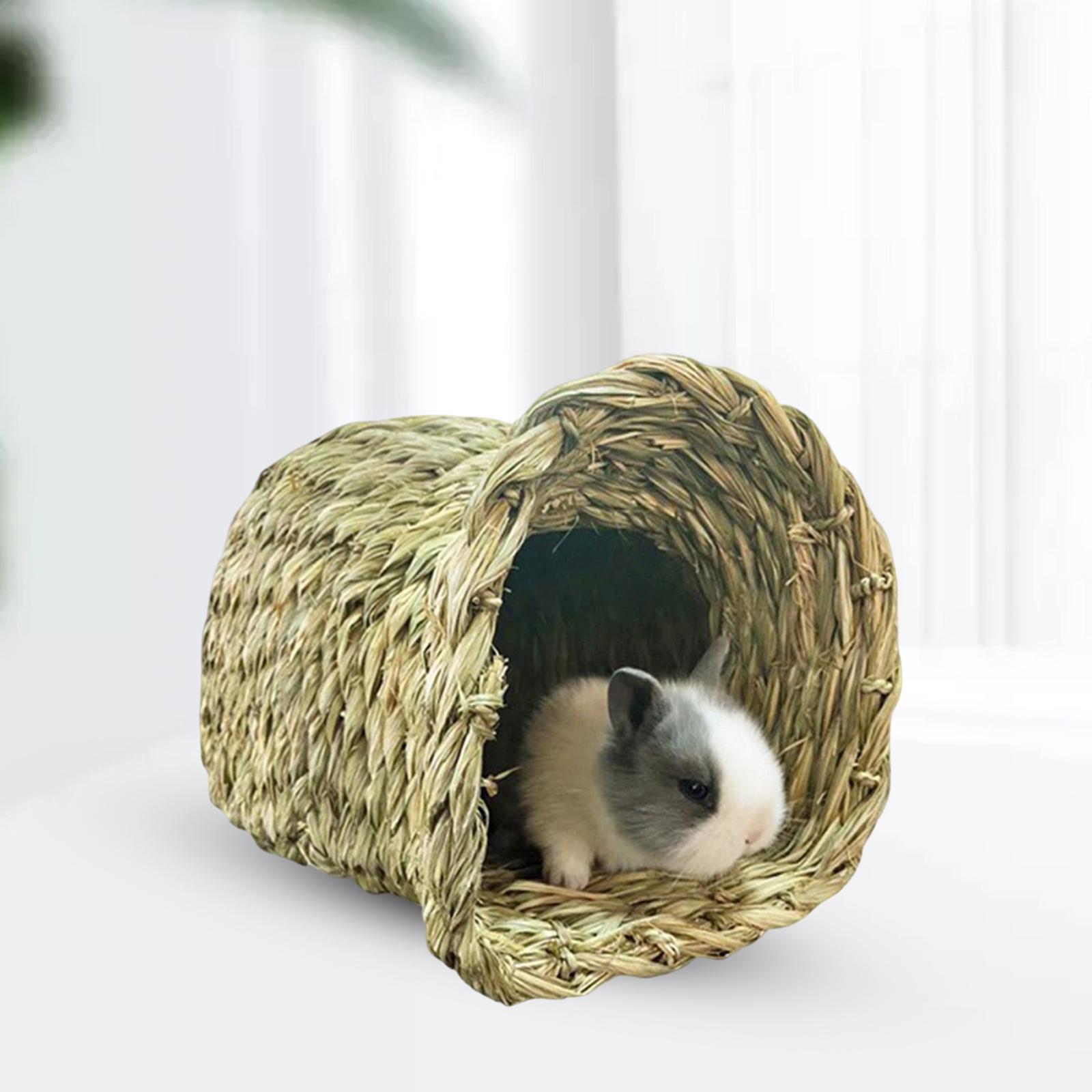 Cage Rabbit Nest Hideout Bed Comfortable Playhouse Nest Hut Handwoven for Guinea Pig Squirrels Ferret Chinchilla Bird