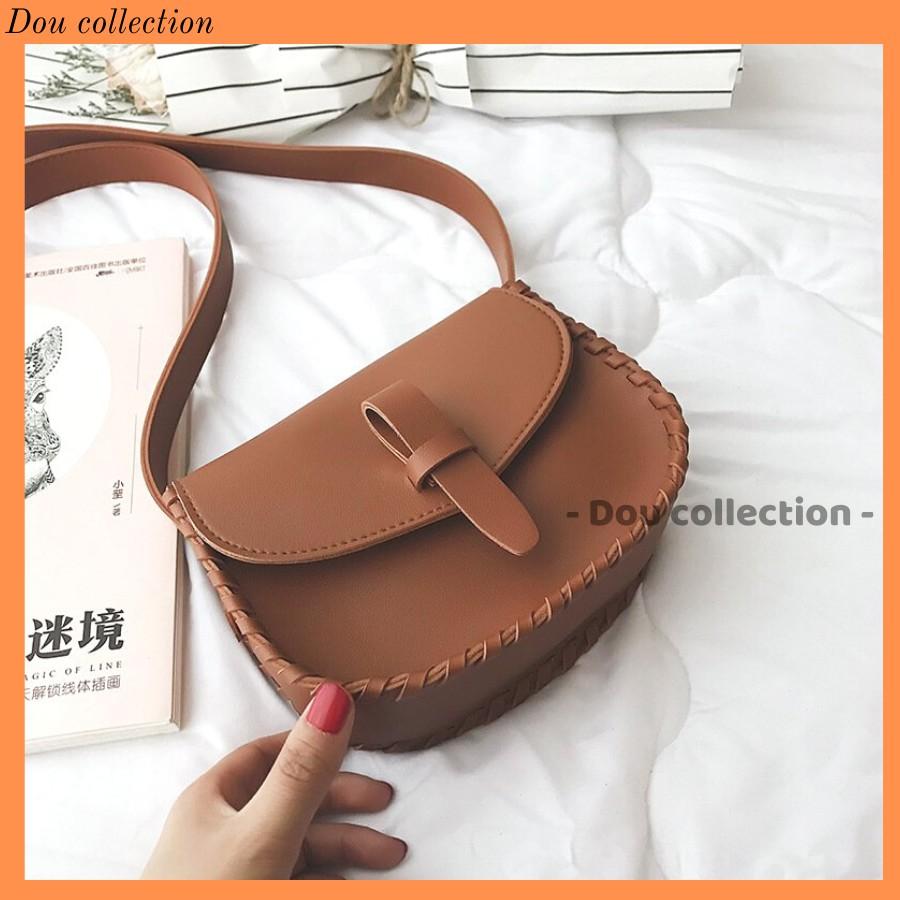 Túi Xách Da Đeo Chéo Viền Đan Kiểu Dáng Dễ Thương Lạ Mắt - Mã XT038