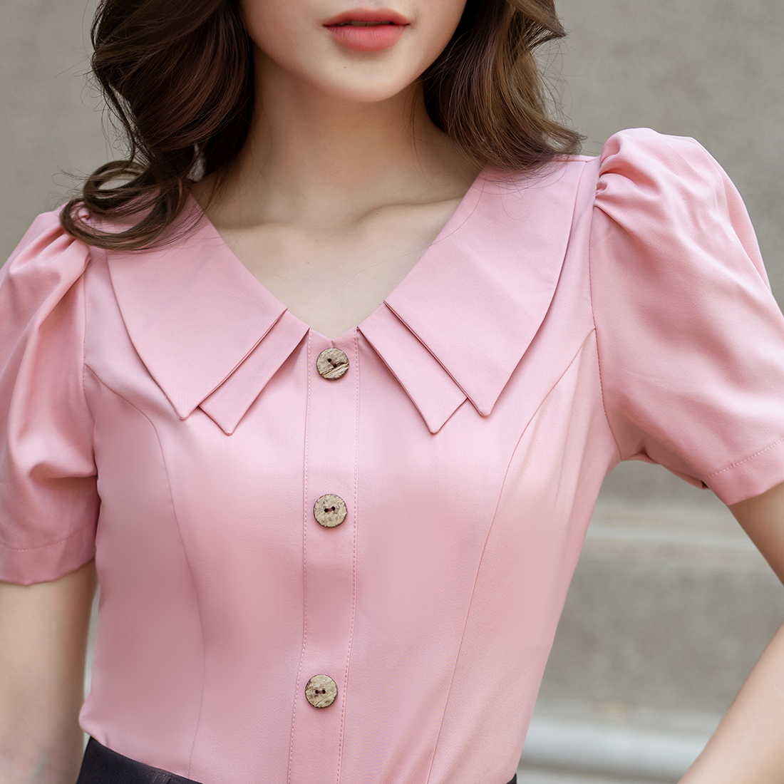 Áo kiểu công sở cổ sen nhọn hai lá thời trang Eden - ASM202