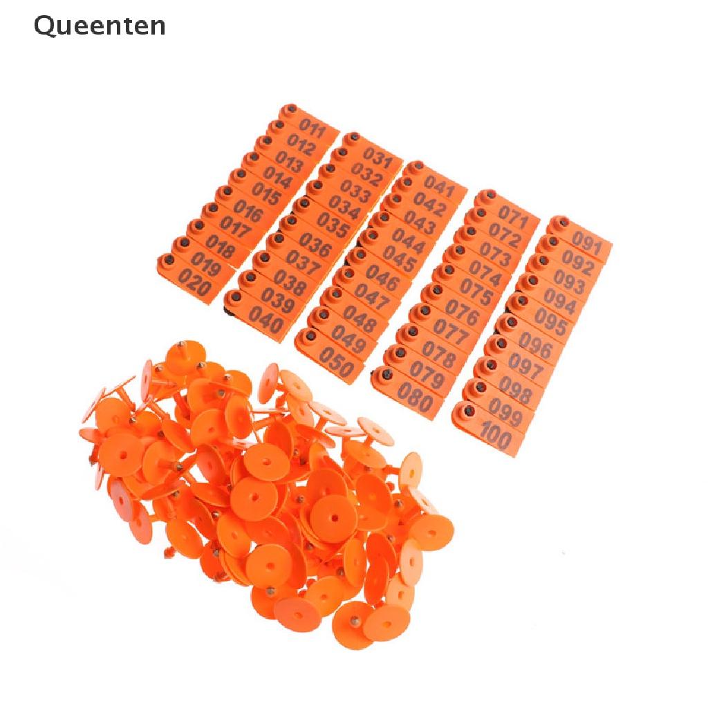 Queenten 100Pcs Goat Sheep Pig Cattle Beef Plastic Livestock Ear Tag Number Tags QT