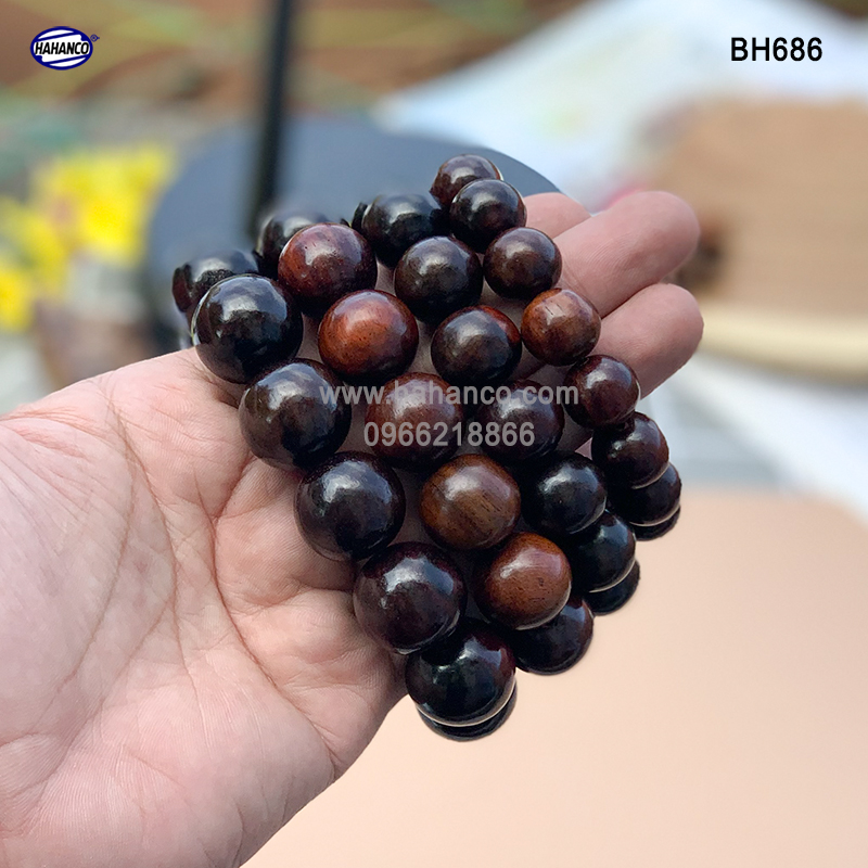 Vòng gỗ Trắc nhẵn bóng tự nhiên (Đủ size) bình an và may mắn (BH686) bền vĩnh viễn - Bracelets of HAHANCO