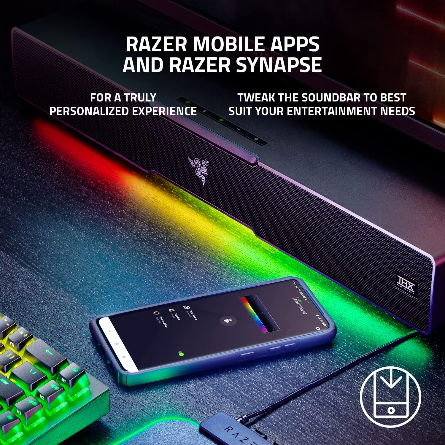 Razer Leviathan V2 Dàn âm thanh cho chơi game trên máy tính với loa siêu trầm - Hàng nhập khẩu