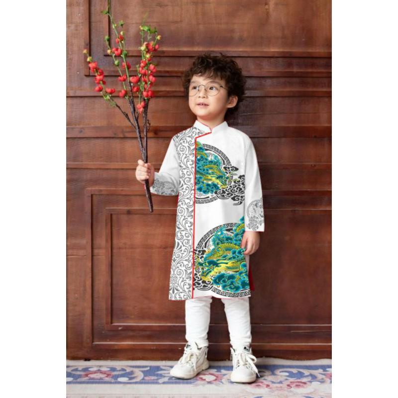 Áo dài bé trai chất gấm lụa